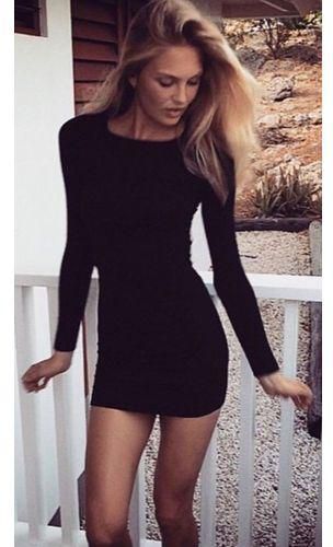 Mini black dress with sleeves