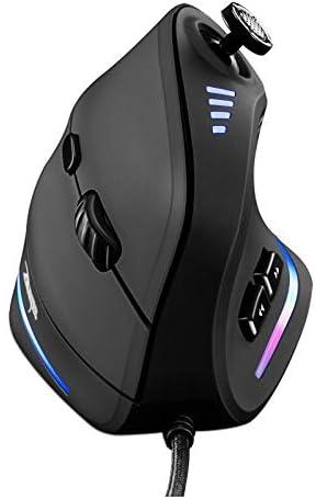 Gaming Mouse with 5 D Rocker, TRELC Ergonomic Mouse with 10000 DPI/11 Programmable Buttons, RGB Vertical Gaming Mice Wired for PC/Laptop/E-Sports/Gamer (Black)