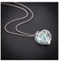 Alloy Stone Studded Heart Shaped Pendant Necklace Silver/Blue