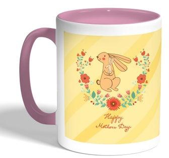مج قهوة مطبوع بعبارة "Happy Mothers Day" لون وردي مقاس 11 أوقية