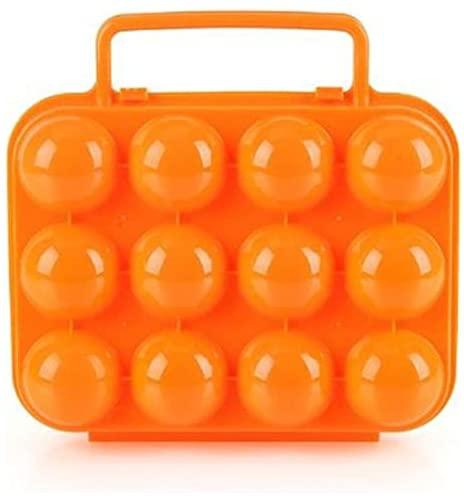 HUAPING Egg Storage Box with Handle, Portable Egg Box, Egg Container, Egg Carrier, Storage Container for Outdoor, Picnic, Camping, Hiking (Orange, Capacity 1