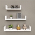 U-Shaped Painted Wood Wall Shelves Made of Engineered Wood, Set of 3 (White)