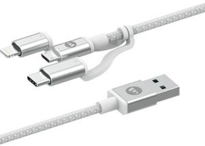 Mophie Charge and Sync Cable USB-A to Micro/USB-C/Lightning 1M White