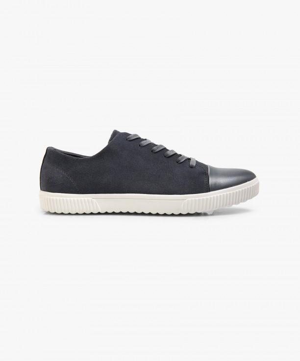 Grey Faux Nubuck Lace-Up Sneakers