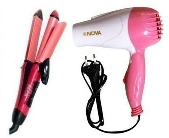 Nova 2 In 1 Hair Straightener,Curler And Professional Hair Dryer.