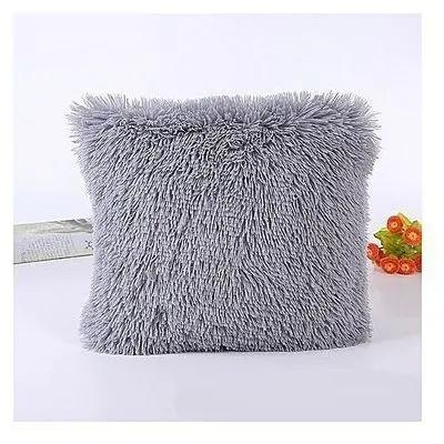 1PC Grey Fluffy Throw Pillow Cover - 18'' x 18''