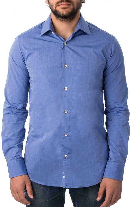 Looms Blue Cotton Shirt Neck Shirts For Men
