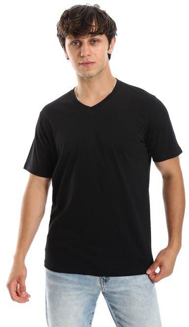 Ted Marchel Plain Pattern V Neck T-Shirt - Black