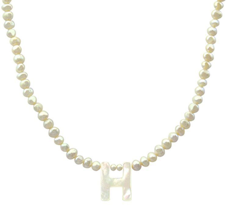 Pearls Strand Letter H Necklace