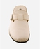 Bonnily White Leather Slipper With Decorative Side Buckle