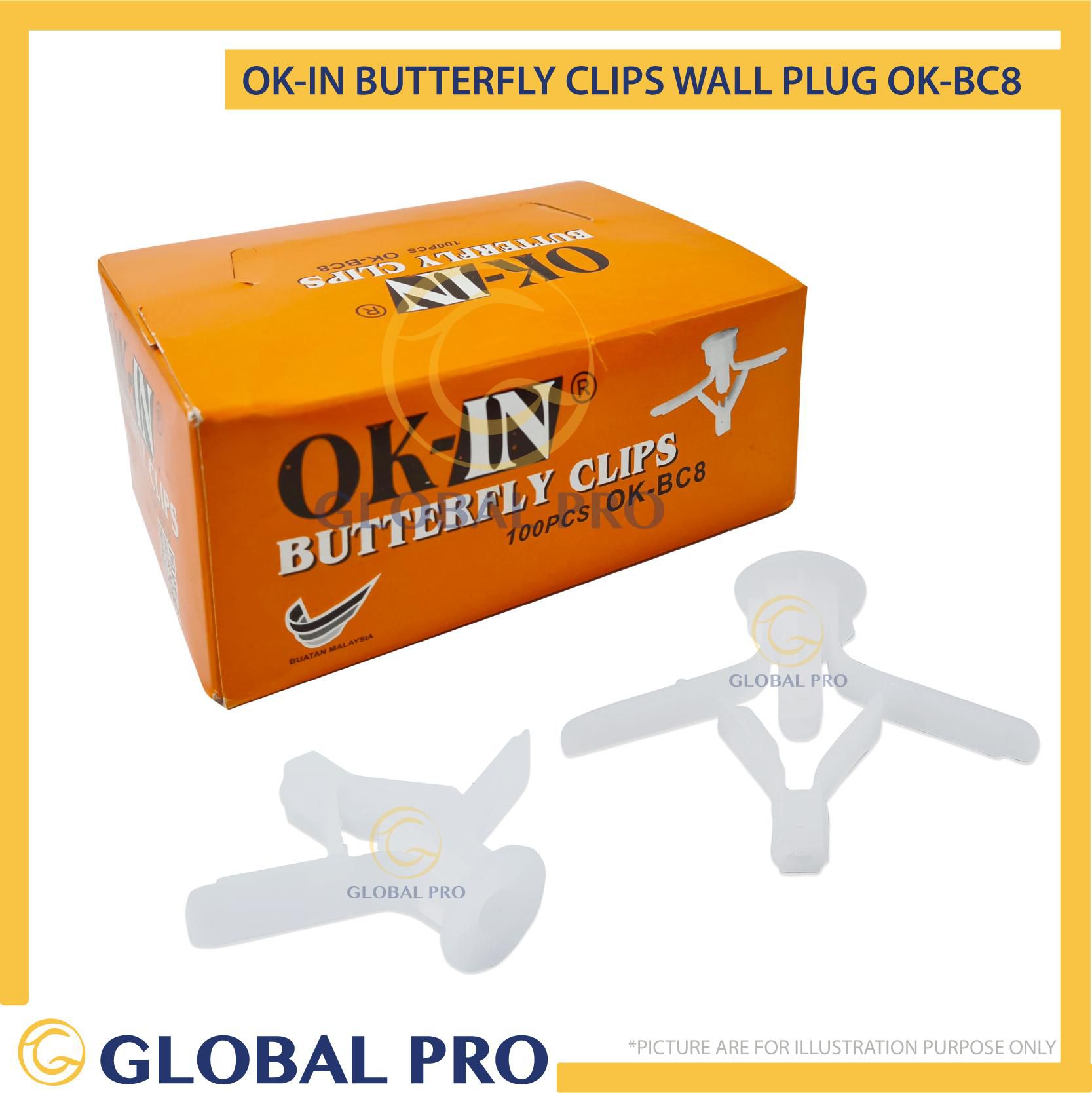 OK-IN PVC Butterfly Wall Plug Partition Wall Plug Butterfly Clip