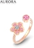 Auroses Cherry Blossom Open Ring 925 Sterling Silver 18K Rose Gold Plated
