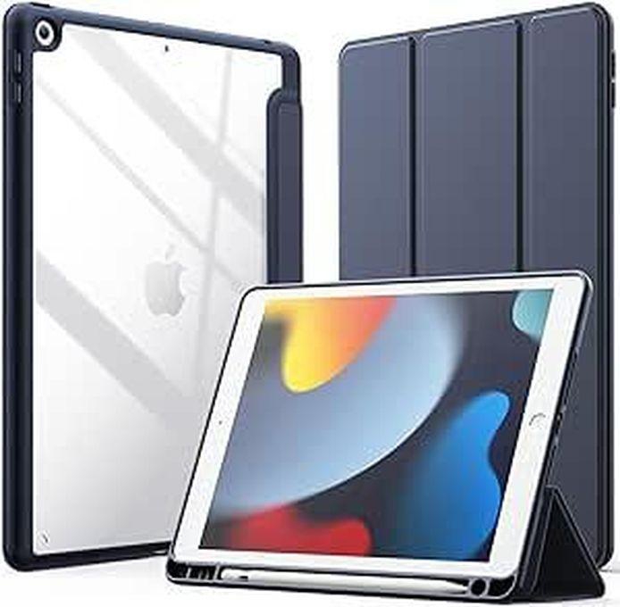 Case Compatible with iPad 10.2 Inch (9th Generation 2021/8th Gen 2020/7th Gen 2019), Auto Wake/Sleep Cover with Pencil Holder (Navy Blue)