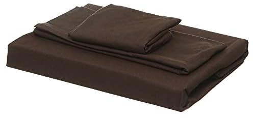 Al Maamoun Set Of Plain Bed Sheet, 1 Pillow, 1 Small Pillow - Brown