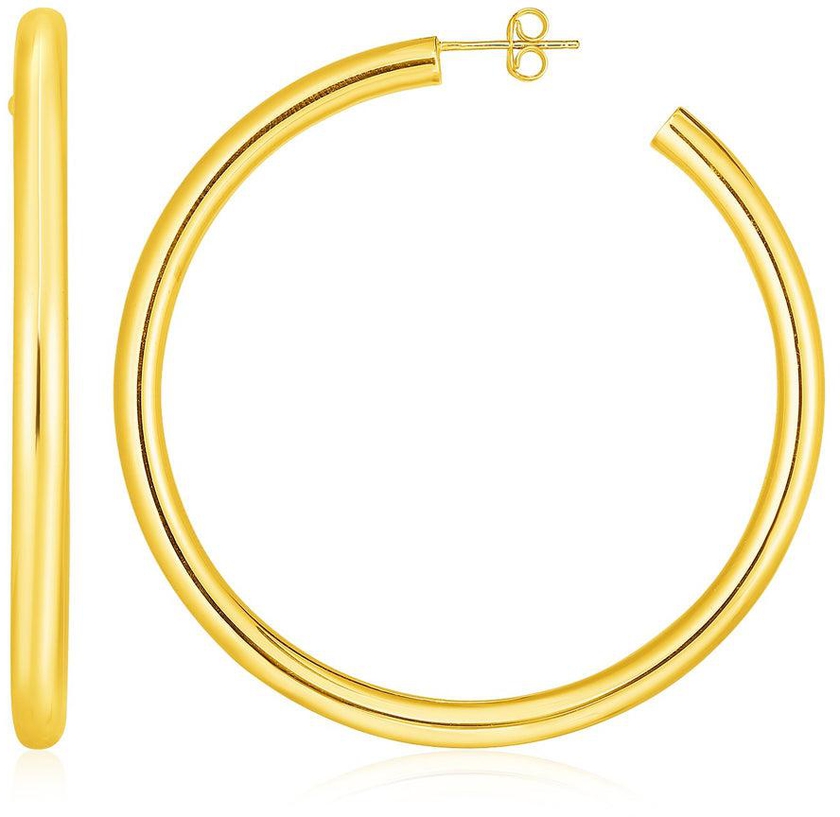 14k Yellow Gold Polished Hoop Earrings-rx54860