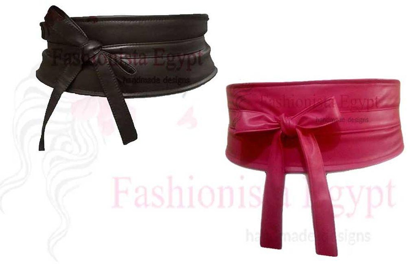 Fashionista Egypt Handmade Designs Black& Fuchsia Leather Belt