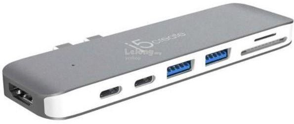 J5 Create Type C To 2-Port Type C/Hdmi/Usb/Card Reader Adapter
