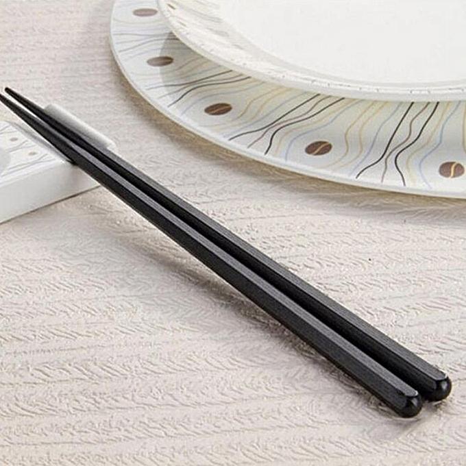 Generic 1 Pair Japanese Chopsticks Alloy Non-Slip Wood Color Sushi Chop Sticks Set Wood Color