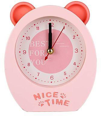 New Home Portable Cute Round Table Alarm Clock Children Room Gift - Pink