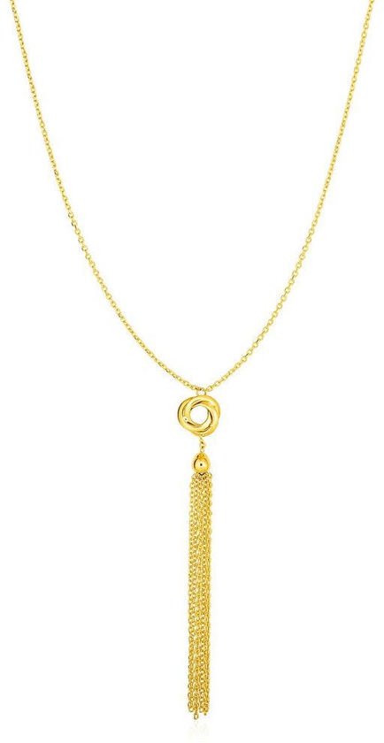 Necklace with Tassel and Love Knot Pendant in 14k Yellow Gold-rx93647-17