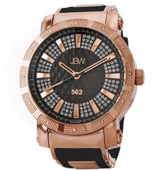 JBW 562 Men's 12 Diamonds Black Dial Rose Gold Plated Stainless Band Watch - JB-6225-L