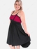 Plus Size Two Tone Backless Lace Panel A Line Strappy Midi Dress - M | Us 10