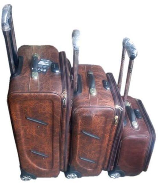 Swiss Polo Padded Leather Luggage Travelling Bag-3 Set