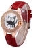Shiweibao A1114 Women Diamond Watch Case Quartz Watch with Cat Pattern Leather Band