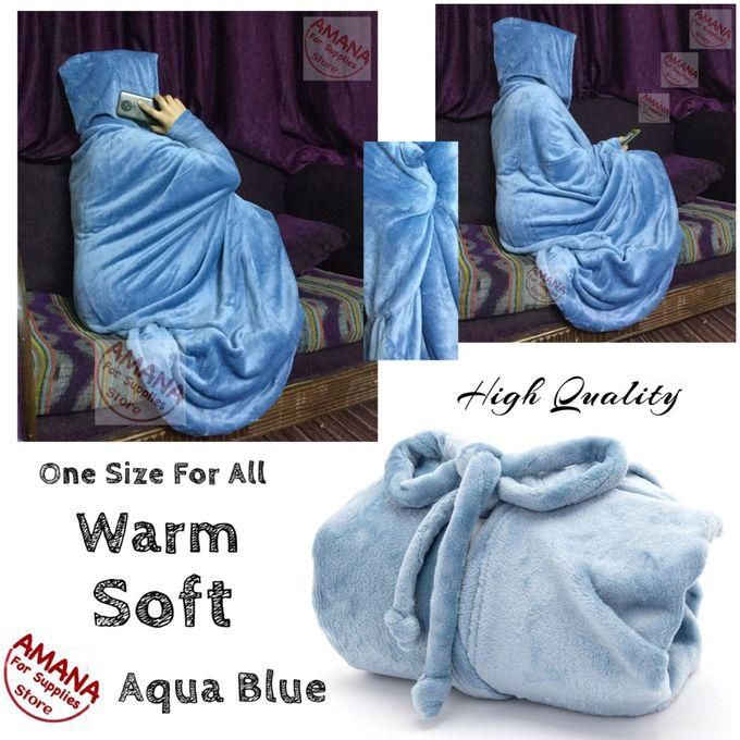 Mintra Unisex Super Soft Blanket Cape/Hoodie - One Size Fits All - Light Blue -1 Pc