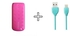 Generic Proda lovely Box - 5000mAh Power Bank - Pink + RC-050i Charge/Data Cable For Apple - Blue