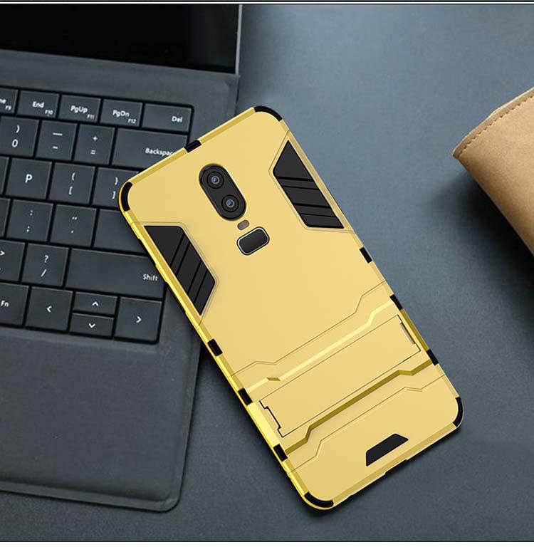 OnePlus 7/7 Pro/6/6T/5/5T Phone Cover Solid Color With Holder PC Anti-drop Phone Case