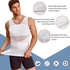 Compression Shirts for Men Slimming, Workout Mesh Tank Top Undershirts Shapewear Tight Tummy Underwear, Sleeveless Slimming Vest Men, White - L Size