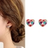 Cute Multi Colors Heart Design  S925 Silver Studs Earrings Ear Jewelry for Women