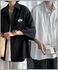 Marguerite Three-quarter Sleeves Shirt Pocket Summer Men Casual Top Workwear Black
