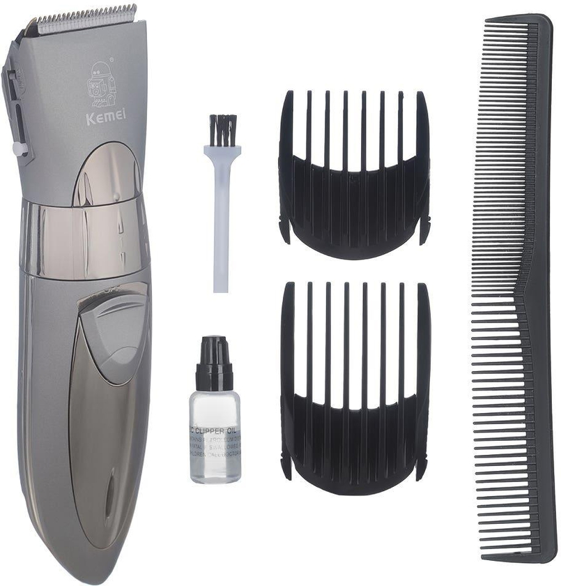 Get Kemei KM-605 Hair Trimmer, 2 Comb - Silver with best offers | Raneen.com