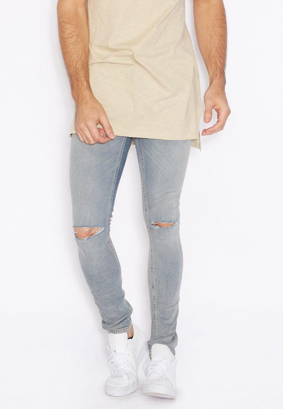 Skinny Fit Light Wash Ripped Jeans