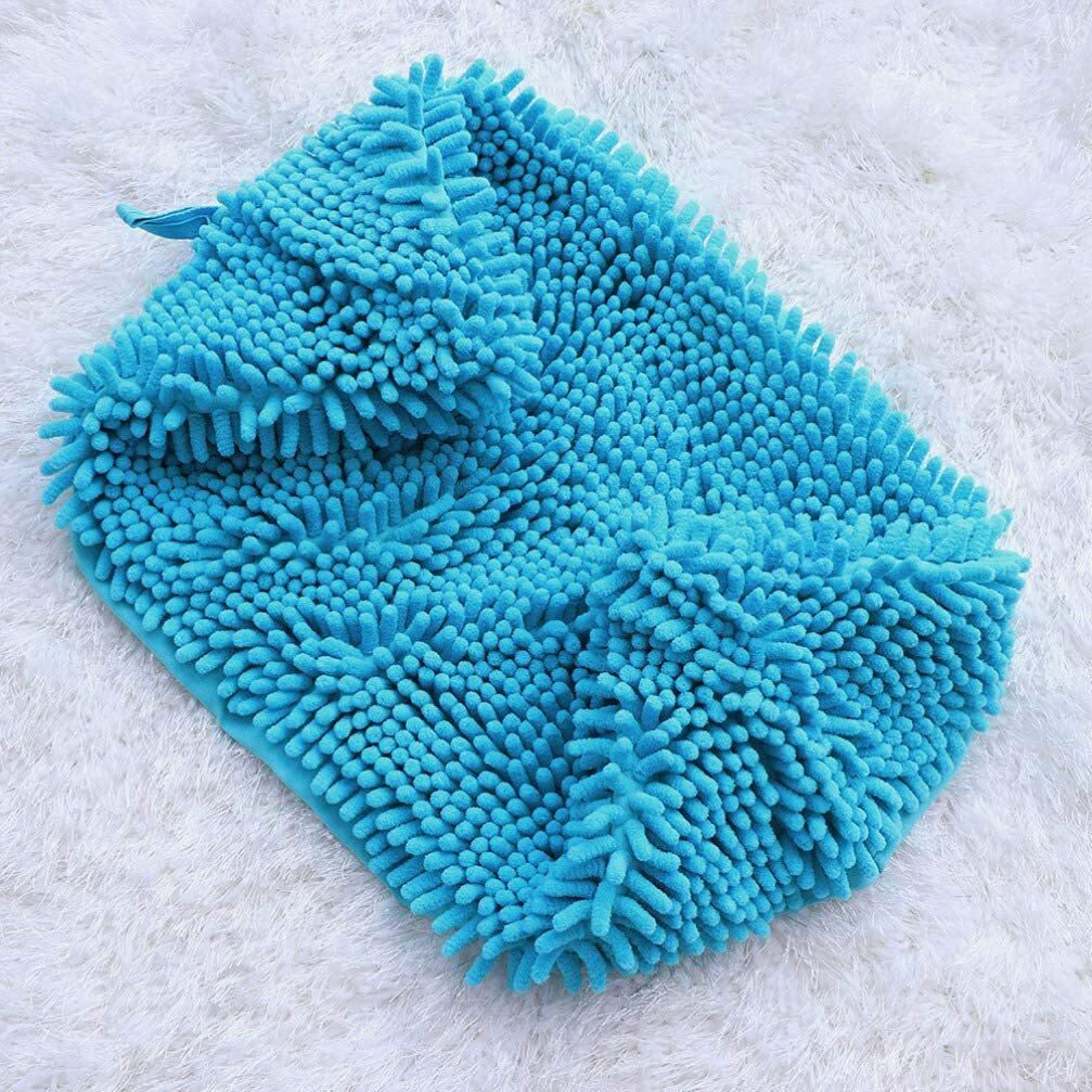 Balacoo Pet Dog Bath Towel Super Absorbent Chenille Fabric Grooming Drying Washcloth Cleaning Tool For Cat Puppy Kitten 60X35Cm (Lake Blue)