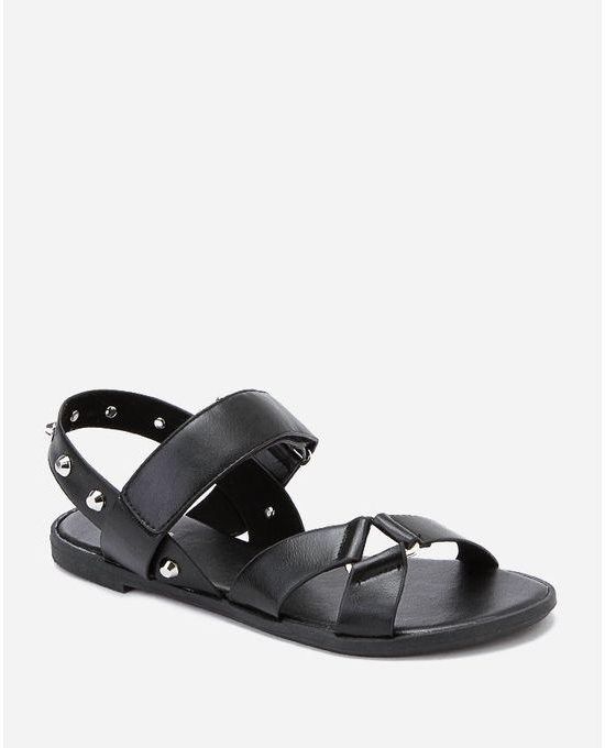 Dejavu Studded Flat Sandalss - Black