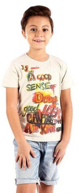Andora Boys Printed Slip On T-shirt - Heather Beige