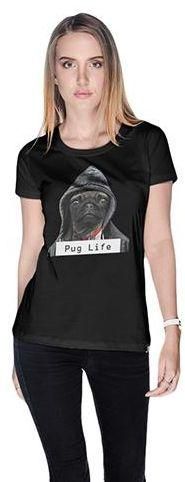 Creo In A Hoodie Puppies Round Neck  T-Shirt for Women - M, Black
