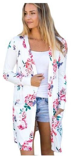 Eissely Women Long Sleeve Printed Shawl Kimono Cardigan Tops Cover Up Blouse