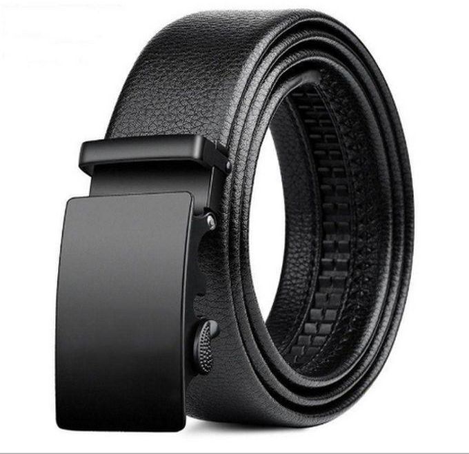 Leather Belt Men's Automatic Buckle Leather Belt-black