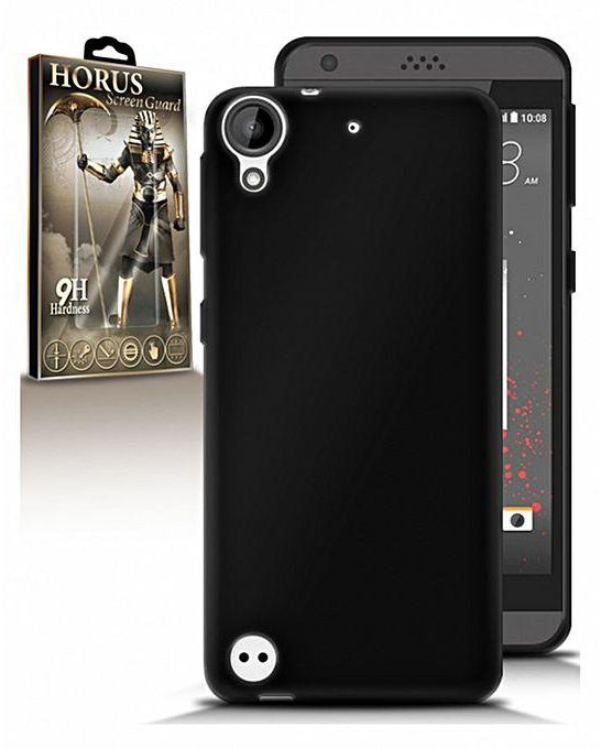 TPU Silicone Case for HTC Desire 530 – Black + Horus Glass Screen Protector
