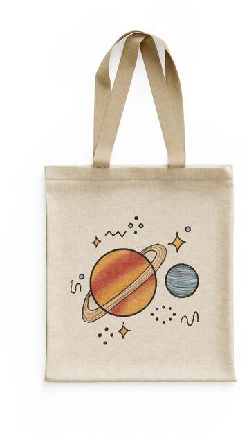 Tote Bag With Zipper And 2 Large Inner Pockets T07 (Space Design 2)
