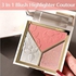 Long Lasting Powder Blush, Face Silky Shimmer Highlighter, Highlighters Makeup Palette 3 In1, Highly Pigmented Powder for Women Natural Look Sweat-Resistant Silky Shimmery