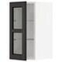 METOD Wall cabinet w shelves/glass door, white/Bodbyn grey, 30x60 cm - IKEA