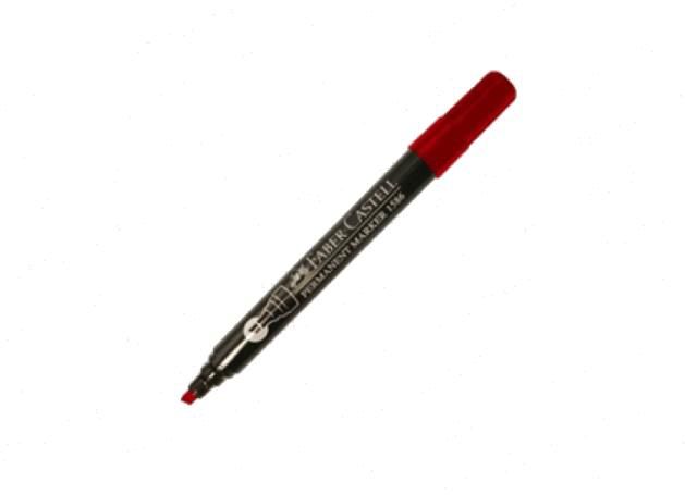 Faber Castell Permanent Marker, Chisel Tip, Red