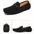 Focus Black Men's Slip-On Loafers Leather Suede Shoes