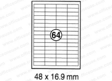 xel-lent 64 labels/sheet, straight corners, 48 x 16.9 mm, 100sheets/pack, White