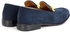 John Foster Classy Navy-Blue Suede Shoe With Yellow Twisted Rope Design